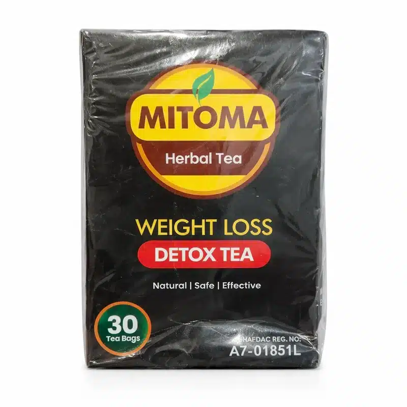 Mitoma Herbal Tea – Weight Management &Amp; Digestive Support – 30 Tea Bags - Recs-Medix Mitoma herbal tea front pack, green box labelled weight loss detox tea with 30 tea bags, herbal wellness tea for a weight-management routine.