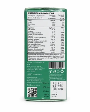 Proman Prostate Support nutrition panel showing beta-sitosterol, lycopene, vitamins, minerals and serving details