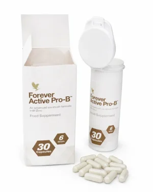 Forever Active Pro-B box bottle and capsules for digestive support