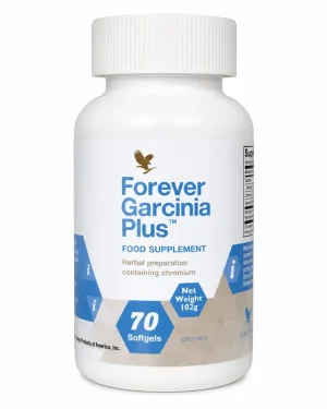 Forever Garcinia Plus 70 softgels front bottle label for weight management support