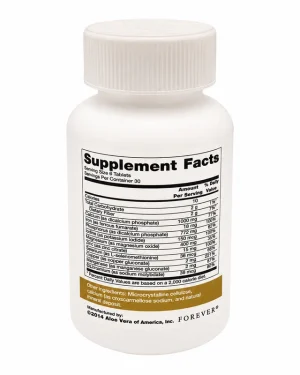 Forever Nature-Min Supplement Facts, white bottle showing mineral facts panel, daily multi-mineral tablet supplement