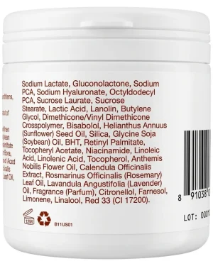 Bio-Oil Dry Skin Gel 200 mL back label showing the full ingredient list, barcode, lot code and 12-month opening symbol.