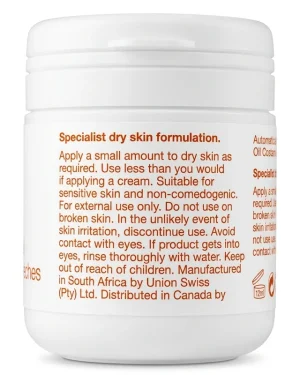 Bio-Oil Dry Skin Gel 200 mL side label showing directions for use, sensitive-skin suitability, warnings and manufacturer details.