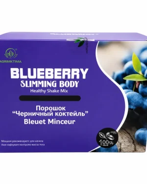 Green World Blueberry Slimming Body Healthy Shake Mix 300g front box with blueberry image and 100 percent natural badge