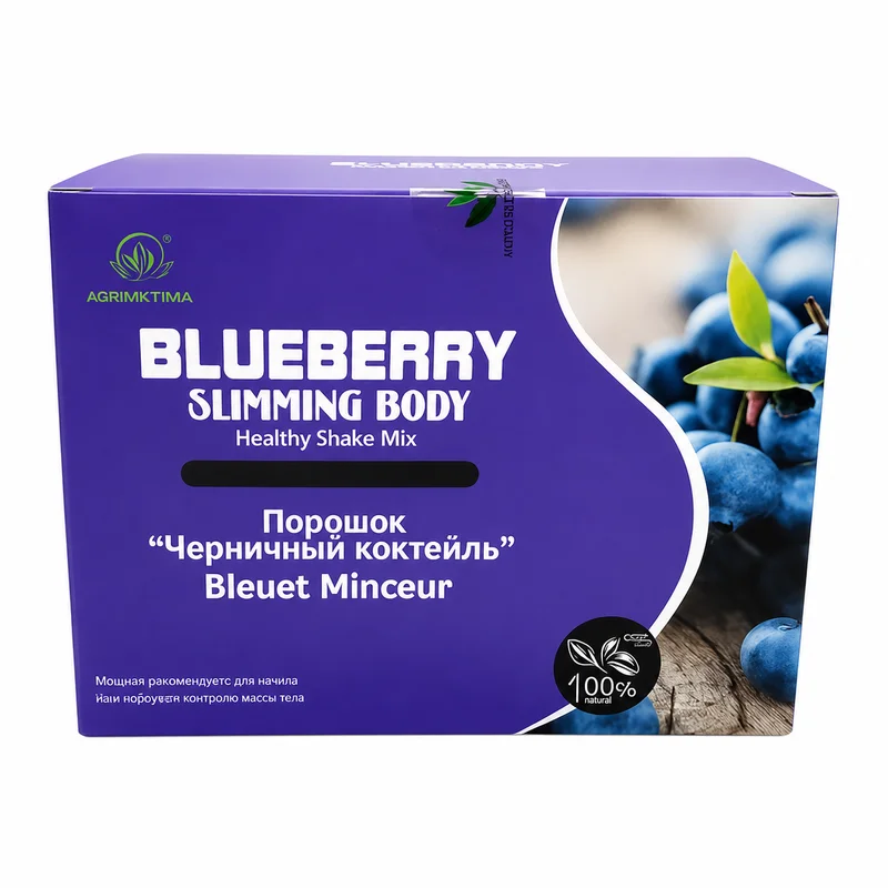 Green World Blueberry Slimming Body — Weight Management Shake — 15G — 20 Sachets - Recs-Medix Green world blueberry slimming body healthy shake mix 300g front box with blueberry image and 100 percent natural badge