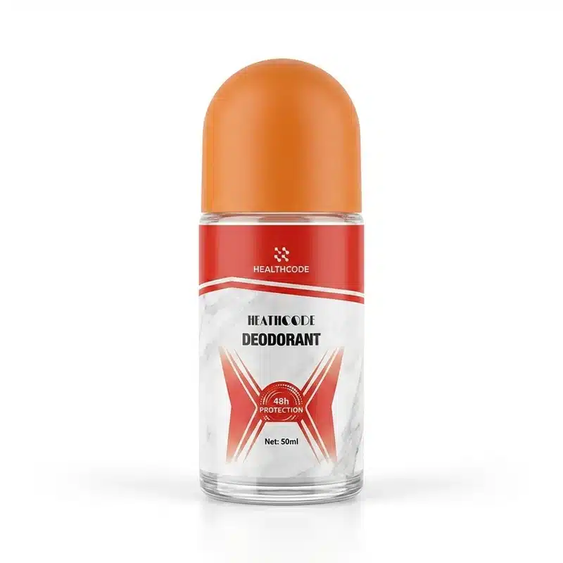 Healthcode Deodorant – 48-Hour Odour &Amp; Sweat Protection – 50Ml Roll-On - Recs-Medix Healthcode deodorant roll-on 50ml bottle showing ingredients list and healthcode beijing branding for daily use.