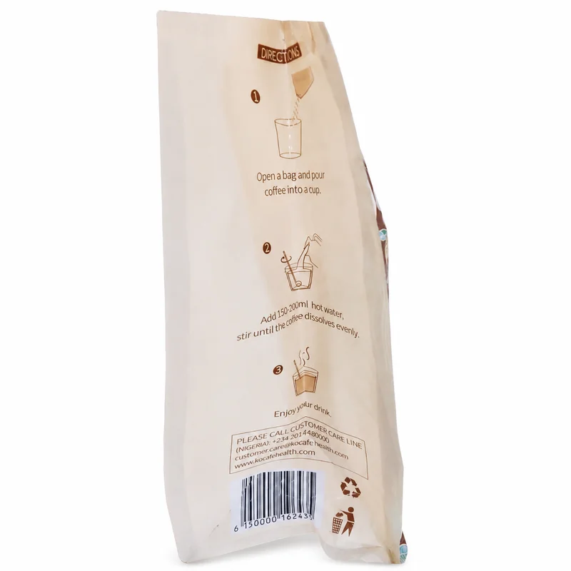 Kedicafe Instant Coffee — Energy &Amp; Focus Support With Ginseng Extract — 18G × 20 Sachets - Recs-Medix Side view of kedicafe instant coffee with ginseng extract pack showing the three-step hot-water preparation directions.
