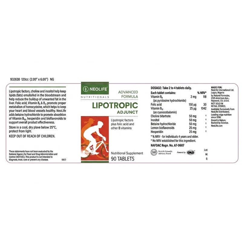 Neolife Lipotropic Adjunct – B-Vitamin Metabolism Support – 90 Tablets - Recs-Medix Neolife-lipotropic-adjunct-fast-facts